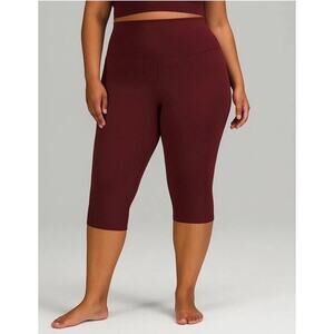 Lululemon Align Rust Burgundy Sz 18 High Rise Nulu Leggings Yoga Cropped 23”